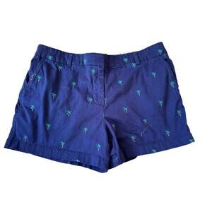 CAMBRIGE DRY GOODS Women's Shorts, size 12; Navy Blue with Palm trees